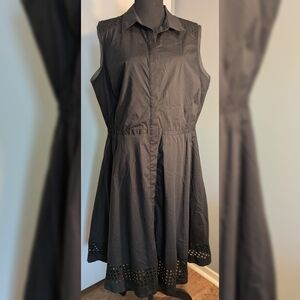 Simply Vera Vera Wang Black Midi Dress with Eyelet Hem